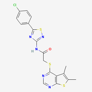 molecular formula C18H14ClN5OS3 B2519075 N-[5-(4-CHLOROPHENYL)-1,2,4-THIADIAZOL-3-YL]-2-({5,6-DIMETHYLTHIENO[2,3-D]PYRIMIDIN-4-YL}SULFANYL)ACETAMIDE CAS No. 671200-22-9