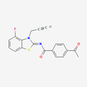 molecular formula C19H13FN2O2S B2519108 4-acetyl-N-[(2Z)-4-fluoro-3-(prop-2-yn-1-yl)-2,3-dihydro-1,3-benzothiazol-2-ylidene]benzamide CAS No. 865248-88-0