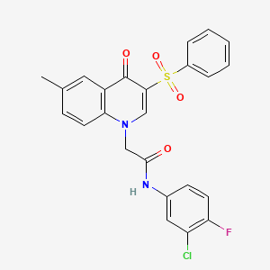 B2519168 2-[3-(benzenesulfonyl)-6-methyl-4-oxoquinolin-1-yl]-N-(3-chloro-4-fluorophenyl)acetamide CAS No. 872199-56-9