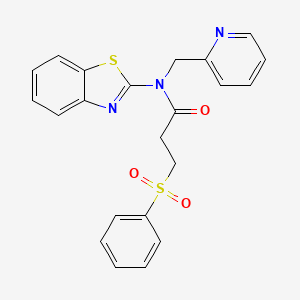 molecular formula C22H19N3O3S2 B2519203 N-(benzo[d]thiazol-2-yl)-3-(phenylsulfonyl)-N-(pyridin-2-ylmethyl)propanamide CAS No. 886905-43-7