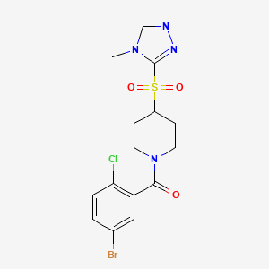 molecular formula C15H16BrClN4O3S B2519261 (5-bromo-2-chlorophenyl)(4-((4-methyl-4H-1,2,4-triazol-3-yl)sulfonyl)piperidin-1-yl)methanone CAS No. 1448122-47-1