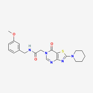 molecular formula C20H23N5O3S B2519262 N-[(3-methoxyphenyl)methyl]-2-[7-oxo-2-(piperidin-1-yl)-6H,7H-[1,3]thiazolo[4,5-d]pyrimidin-6-yl]acetamide CAS No. 1223852-05-8