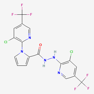 molecular formula C17H9Cl2F6N5O B2519268 N',1-bis[3-chloro-5-(trifluoromethyl)pyridin-2-yl]pyrrole-2-carbohydrazide CAS No. 338397-51-6
