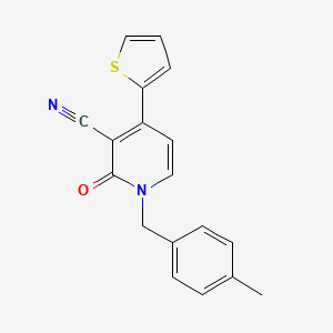 molecular formula C18H14N2OS B2519276 1-(4-Methylbenzyl)-2-oxo-4-(2-thienyl)-1,2-dihydro-3-pyridinecarbonitrile CAS No. 866136-73-4