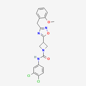molecular formula C20H18Cl2N4O3 B2519282 N-(3,4-dichlorophenyl)-3-(3-(2-methoxybenzyl)-1,2,4-oxadiazol-5-yl)azetidine-1-carboxamide CAS No. 1396682-96-4