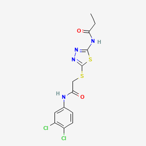 molecular formula C13H12Cl2N4O2S2 B2519290 N-[5-({[(3,4-dichlorophenyl)carbamoyl]methyl}sulfanyl)-1,3,4-thiadiazol-2-yl]propanamide CAS No. 868974-45-2
