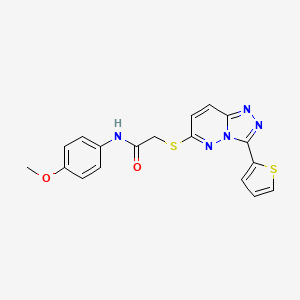 molecular formula C18H15N5O2S2 B2519323 N-(4-methoxyphenyl)-2-{[3-(thiophen-2-yl)-[1,2,4]triazolo[4,3-b]pyridazin-6-yl]sulfanyl}acetamide CAS No. 868966-60-3