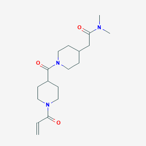 molecular formula C18H29N3O3 B2519325 N,N-dimethyl-2-{1-[1-(prop-2-enoyl)piperidine-4-carbonyl]piperidin-4-yl}acetamide CAS No. 2361688-35-7