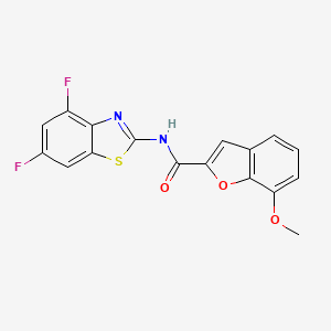 molecular formula C17H10F2N2O3S B2519327 N-(4,6-difluoro-1,3-benzothiazol-2-yl)-7-methoxy-1-benzofuran-2-carboxamide CAS No. 921529-20-6