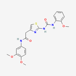 molecular formula C21H22N4O5S B2519351 N-(3,4-dimethoxyphenyl)-2-(2-(3-(2-methoxyphenyl)ureido)thiazol-4-yl)acetamide CAS No. 897613-99-9
