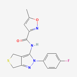 molecular formula C16H13FN4O2S B2519357 N-(2-(4-fluorophenyl)-4,6-dihydro-2H-thieno[3,4-c]pyrazol-3-yl)-5-methylisoxazole-3-carboxamide CAS No. 1226446-74-7