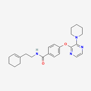 molecular formula C24H30N4O2 B2519360 N-(2-(cyclohex-1-en-1-yl)ethyl)-4-((3-(piperidin-1-yl)pyrazin-2-yl)oxy)benzamide CAS No. 1251674-32-4