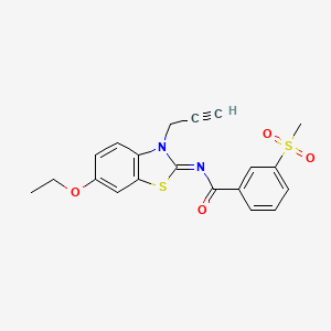 molecular formula C20H18N2O4S2 B2519372 N-[(2Z)-6-ethoxy-3-(prop-2-yn-1-yl)-2,3-dihydro-1,3-benzothiazol-2-ylidene]-3-methanesulfonylbenzamide CAS No. 896332-91-5