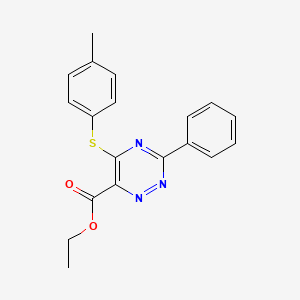 molecular formula C19H17N3O2S B2519376 Ethyl 5-[(4-methylphenyl)sulfanyl]-3-phenyl-1,2,4-triazine-6-carboxylate CAS No. 338957-32-7