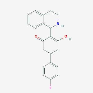 molecular formula C21H20FNO2 B2519381 5-(4-Fluorophenyl)-3-hydroxy-2-(1,2,3,4-tetrahydroisoquinolin-1-yl)cyclohex-2-en-1-one CAS No. 338793-13-8