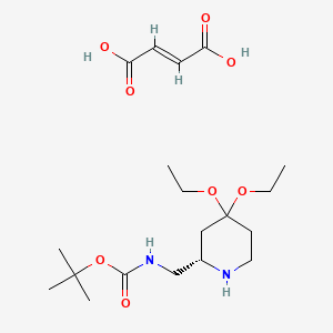 molecular formula C19H34N2O8 B2519393 (2S)-2-(Aminomethyl)-4,4-diethoxypiperidine fumarate, 2-BOC protected CAS No. 1301706-56-8