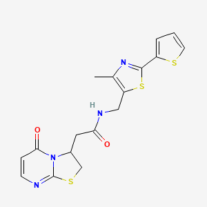 N-((4-methyl-2-(thiophen-2-yl)thiazol-5-yl)methyl)-2-(5-oxo-3,5-dihydro-2H-thiazolo[3,2-a]pyrimidin-3-yl)acetamide