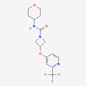 molecular formula C15H18F3N3O3 B2519451 N-(oxan-4-yl)-3-{[2-(trifluoromethyl)pyridin-4-yl]oxy}azetidine-1-carboxamide CAS No. 2380144-84-1
