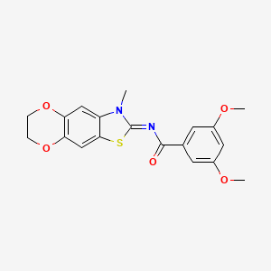 3,5-dimethoxy-N-(3-methyl-6,7-dihydro-[1,4]dioxino[2,3-f][1,3]benzothiazol-2-ylidene)benzamide