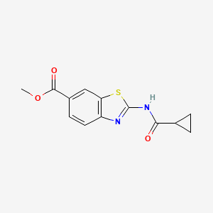 molecular formula C13H12N2O3S B2519494 Methyl 2-(cyclopropanecarbonylamino)-1,3-benzothiazole-6-carboxylate CAS No. 864860-55-9