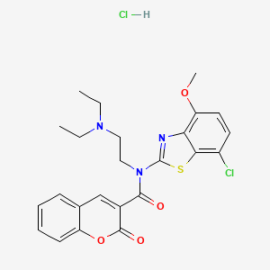 molecular formula C24H25Cl2N3O4S B2519496 N-(7-chloro-4-methoxy-1,3-benzothiazol-2-yl)-N-[2-(diethylamino)ethyl]-2-oxo-2H-chromene-3-carboxamide hydrochloride CAS No. 1217120-30-3