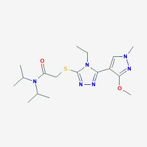 B2519508 2-((4-ethyl-5-(3-methoxy-1-methyl-1H-pyrazol-4-yl)-4H-1,2,4-triazol-3-yl)thio)-N,N-diisopropylacetamide CAS No. 1014094-68-8