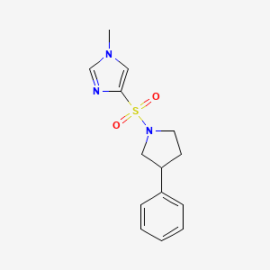molecular formula C14H17N3O2S B2519532 1-methyl-4-((3-phenylpyrrolidin-1-yl)sulfonyl)-1H-imidazole CAS No. 2034458-45-0