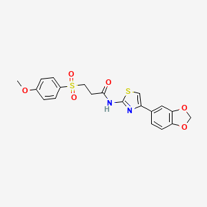 N-(4-(benzo[d][1,3]dioxol-5-yl)thiazol-2-yl)-3-((4-methoxyphenyl)sulfonyl)propanamide