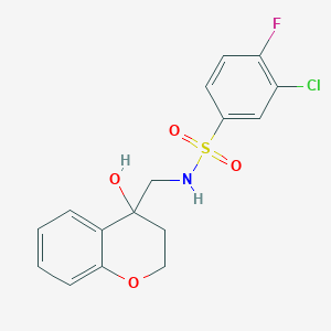 molecular formula C16H15ClFNO4S B2519536 3-chloro-4-fluoro-N-((4-hydroxychroman-4-yl)methyl)benzenesulfonamide CAS No. 1396751-73-7