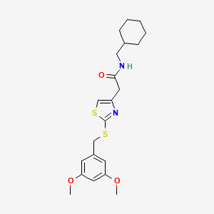 molecular formula C21H28N2O3S2 B2519548 N-(cyclohexylmethyl)-2-(2-((3,5-dimethoxybenzyl)thio)thiazol-4-yl)acetamide CAS No. 941875-22-5