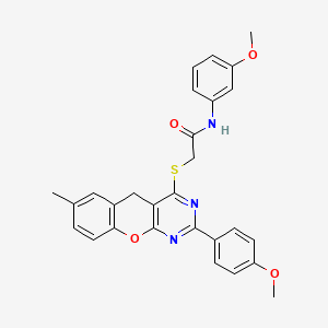 N-(3-Methoxyphenyl)-2-{[2-(4-methoxyphenyl)-7-methyl-5H-chromeno[2,3-D]pyrimidin-4-YL]sulfanyl}acetamide