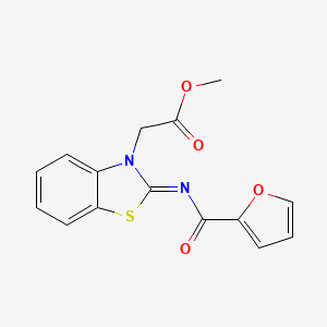 molecular formula C15H12N2O4S B2519566 methyl 2-[(2Z)-2-[(furan-2-carbonyl)imino]-2,3-dihydro-1,3-benzothiazol-3-yl]acetate CAS No. 865197-64-4