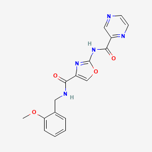 molecular formula C17H15N5O4 B2519572 N-(2-methoxybenzyl)-2-(pyrazine-2-carboxamido)oxazole-4-carboxamide CAS No. 1396882-07-7