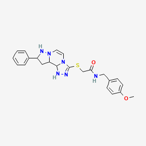 N-[(4-methoxyphenyl)methyl]-2-({11-phenyl-3,4,6,9,10-pentaazatricyclo[7.3.0.0^{2,6}]dodeca-1(12),2,4,7,10-pentaen-5-yl}sulfanyl)acetamide