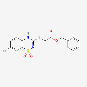 molecular formula C16H13ClN2O4S2 B2519592 benzyl 2-[(7-chloro-1,1-dioxo-4H-1lambda6,2,4-benzothiadiazin-3-yl)sulfanyl]acetate CAS No. 899750-44-8