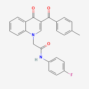 N-(4-fluorophenyl)-2-[3-(4-methylbenzoyl)-4-oxoquinolin-1-yl]acetamide