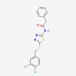 molecular formula C17H13Cl2N3OS2 B2519612 N-(5-((3,4-dichlorobenzyl)thio)-1,3,4-thiadiazol-2-yl)-2-phenylacetamide CAS No. 896027-85-3