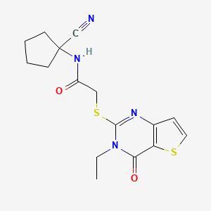 molecular formula C16H18N4O2S2 B2519616 N-(1-cyanocyclopentyl)-2-({3-ethyl-4-oxo-3H,4H-thieno[3,2-d]pyrimidin-2-yl}sulfanyl)acetamide CAS No. 1110953-01-9