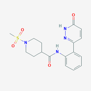 molecular formula C17H20N4O4S B2519618 1-(methylsulfonyl)-N-(2-(6-oxo-1,6-dihydropyridazin-3-yl)phenyl)piperidine-4-carboxamide CAS No. 1428360-29-5