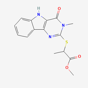 molecular formula C15H15N3O3S B2519619 methyl 2-({3-methyl-4-oxo-3H,4H,5H-pyrimido[5,4-b]indol-2-yl}sulfanyl)propanoate CAS No. 537668-44-3