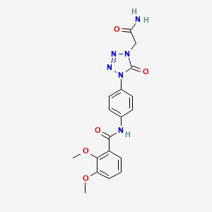 molecular formula C18H18N6O5 B2519620 N-(4-(4-(2-amino-2-oxoethyl)-5-oxo-4,5-dihydro-1H-tetrazol-1-yl)phenyl)-2,3-dimethoxybenzamide CAS No. 1396864-64-4