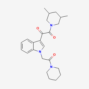 molecular formula C24H31N3O3 B2519626 1-(3,5-二甲基哌啶-1-基)-2-(1-(2-氧代-2-(哌啶-1-基)乙基)-1H-吲哚-3-基)乙烷-1,2-二酮 CAS No. 872860-77-0