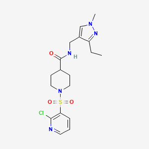 molecular formula C18H24ClN5O3S B2519632 1-[(2-chloropyridin-3-yl)sulfonyl]-N-[(3-ethyl-1-methyl-1H-pyrazol-4-yl)methyl]piperidine-4-carboxamide CAS No. 1797142-52-9