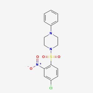 molecular formula C16H16ClN3O4S B2519644 4-Chloro-2-nitro-1-((4-phenylpiperazinyl)sulfonyl)benzene CAS No. 1024298-87-0