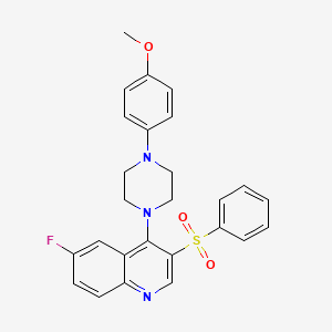 molecular formula C26H24FN3O3S B2519652 6-Fluoro-4-(4-(4-methoxyphenyl)piperazin-1-yl)-3-(phenylsulfonyl)quinoline CAS No. 866844-33-9
