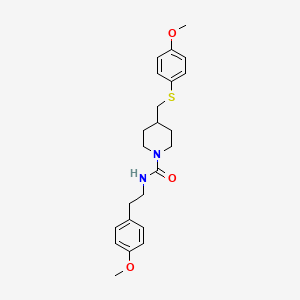 molecular formula C23H30N2O3S B2519654 N-(4-methoxyphenethyl)-4-(((4-methoxyphenyl)thio)methyl)piperidine-1-carboxamide CAS No. 1421476-81-4
