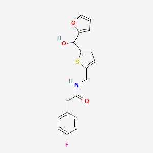 molecular formula C18H16FNO3S B2519664 2-(4-氟苯基)-N-((5-(呋喃-2-基(羟基)甲基)噻吩-2-基)甲基)乙酰胺 CAS No. 1798543-97-1