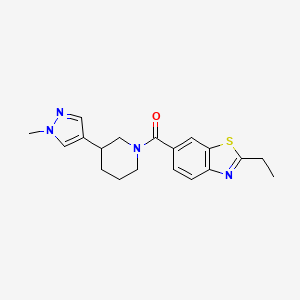 molecular formula C19H22N4OS B2519668 2-ethyl-6-[3-(1-methyl-1H-pyrazol-4-yl)piperidine-1-carbonyl]-1,3-benzothiazole CAS No. 2310142-80-2