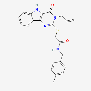 molecular formula C23H22N4O2S B2519671 N-[(4-methylphenyl)methyl]-2-{[4-oxo-3-(prop-2-en-1-yl)-3H,4H,5H-pyrimido[5,4-b]indol-2-yl]sulfanyl}acetamide CAS No. 888449-76-1