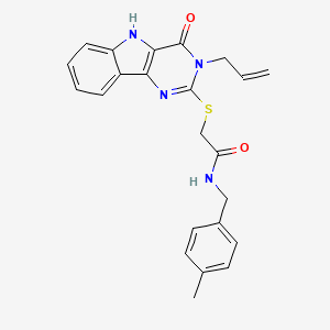 molecular formula C23H22N4O2S B2519671 N-[(4-methylphenyl)methyl]-2-[(4-oxo-3-prop-2-enyl-5H-pyrimido[5,4-b]indol-2-yl)sulfanyl]acetamide CAS No. 888449-76-1